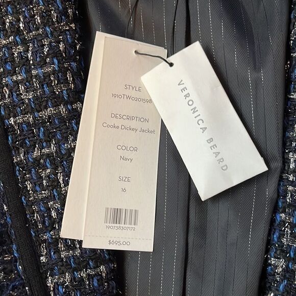 Veronica Beard Cooke Dickey Navy Tweed Blazer - Picture 3 of 5